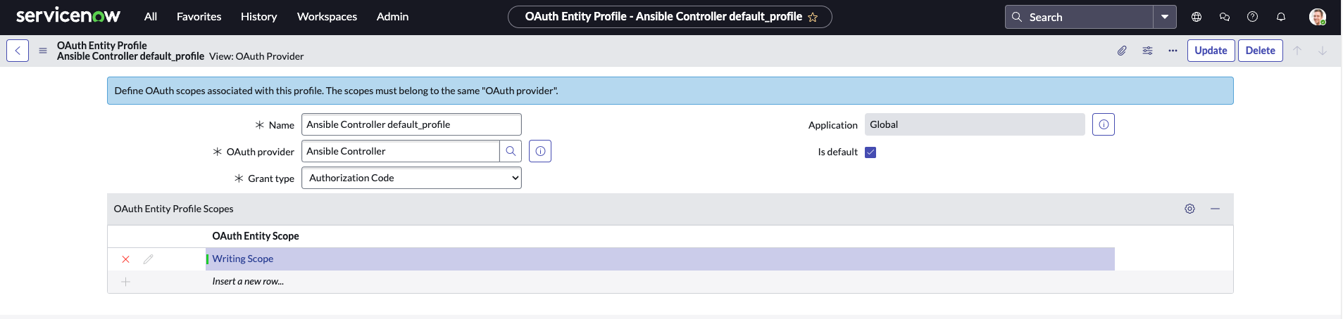 Create OAuth Entity Scope